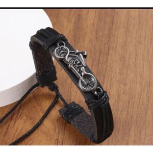 New In Packaging‎ Black Color Adjustable Bracelet Motorcycle